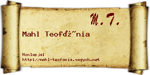 Mahl Teofánia névjegykártya